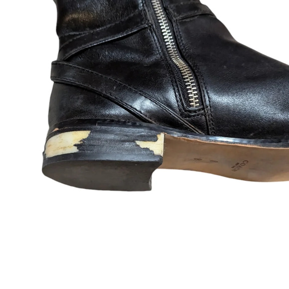 Coach Micha Riding Boot Black Leather Zip Buckle Size 8 Equestrian - Picture 9 of 11